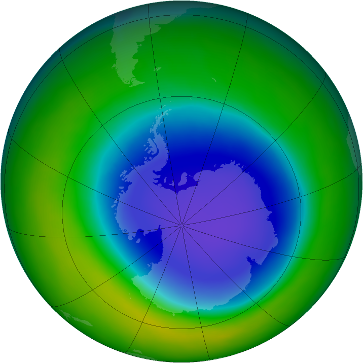 Antarctic ozone map for October 2010